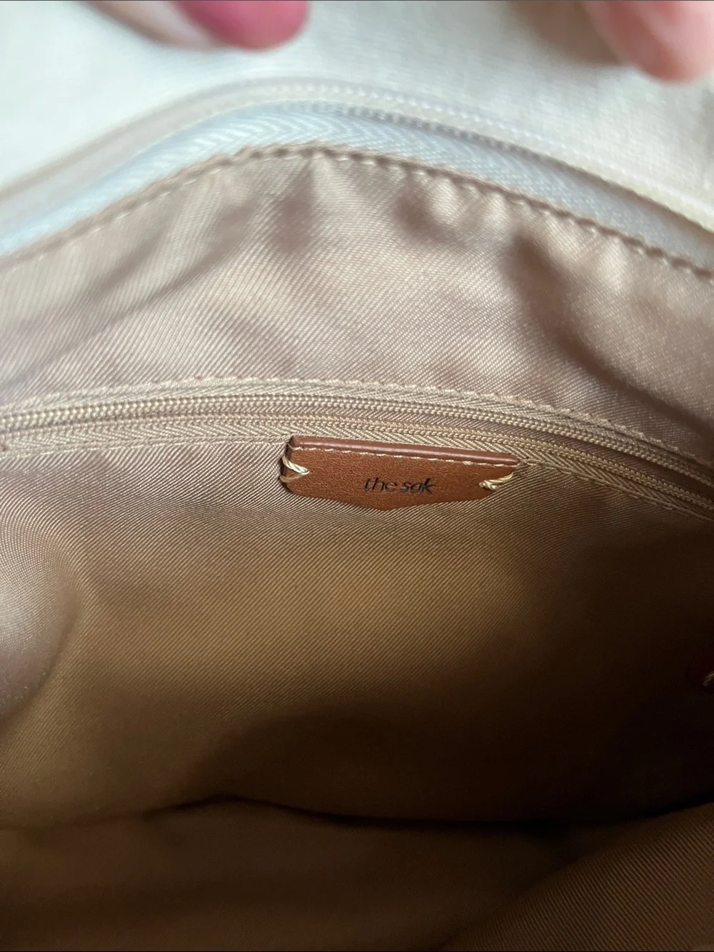 The Sak Cream Pebbled Leather Shoulder Bag with Brown Braided Handle - Picture 14 of 15